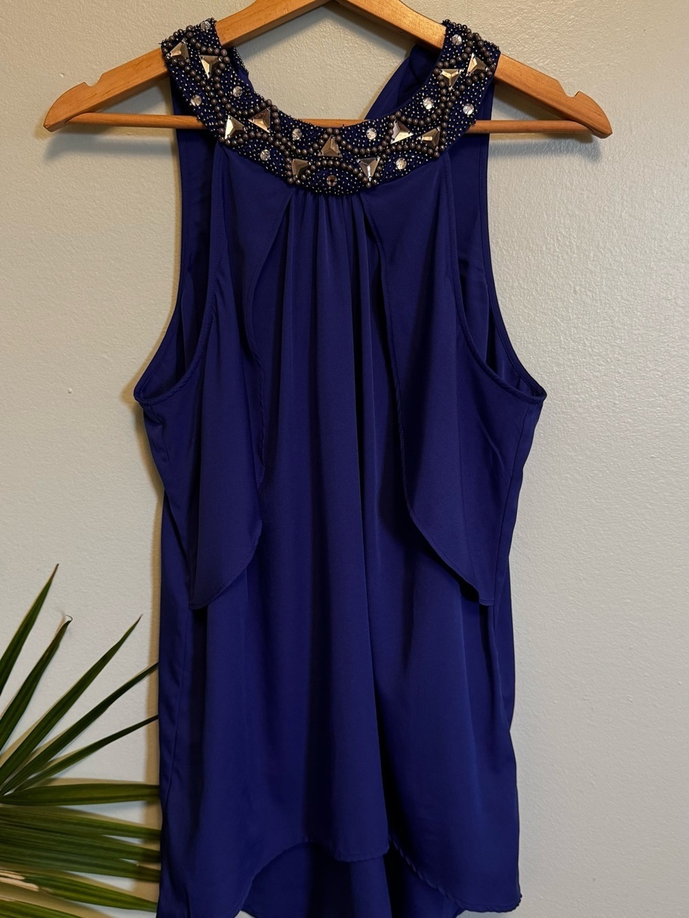 Vero Moda Royal Blue Beaded Neck Tank Top
